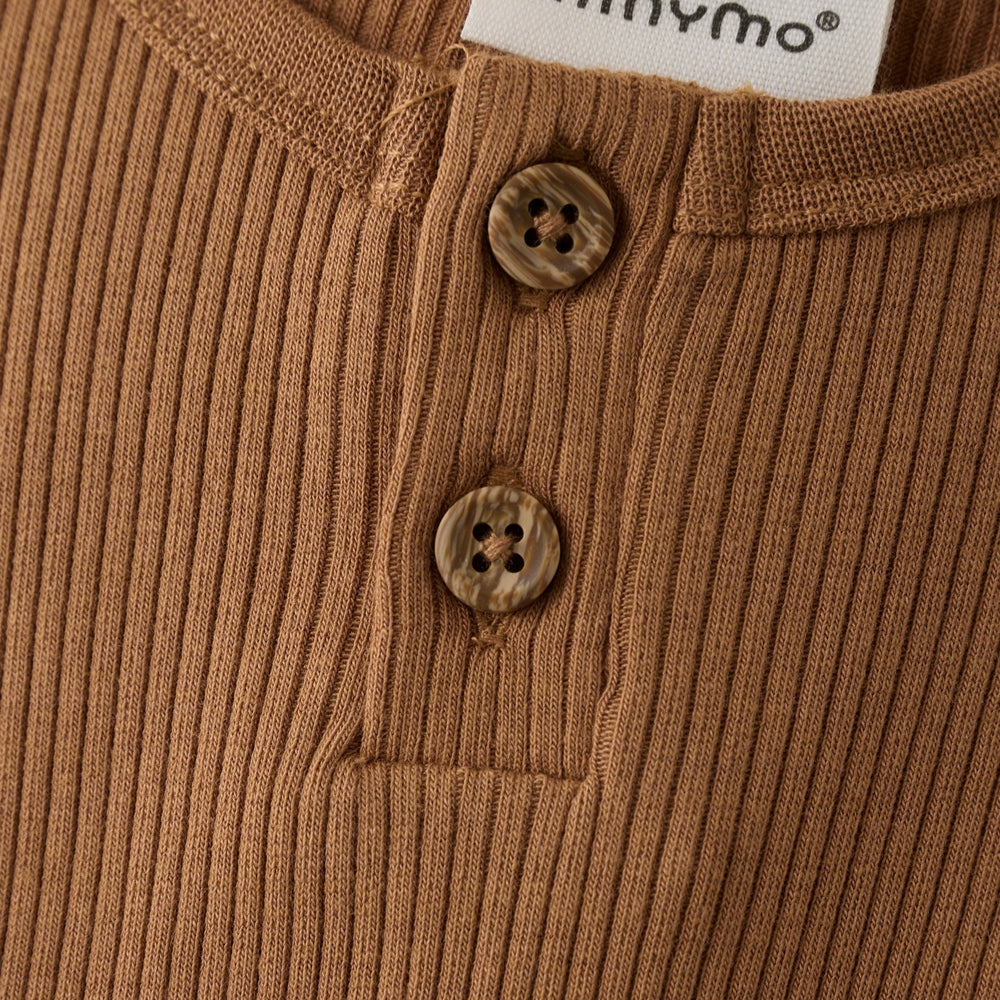 Minymo Romper Van Ribstof Met Lange Mouwen - Caramel