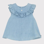 Petit Bateau | Katoenen babybloesje zonder mouwen in geborduurde chambray