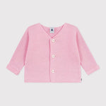 Petit Bateau | Gebreid katoenen roze vestje in ribbelsteek voor baby's
