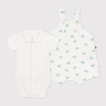Petit Bateau | Babysetje salopette met rompertje dierenprint