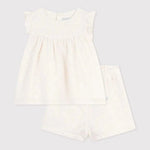 Petit Bateau | Tweedelig babysetje in broderie anglaise met hartjesmotief