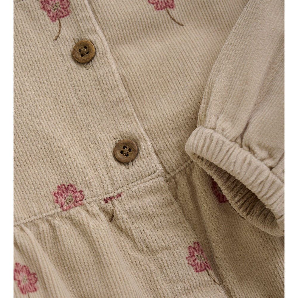 Minymo Corduroy Jurk Met Bloemen - Beige