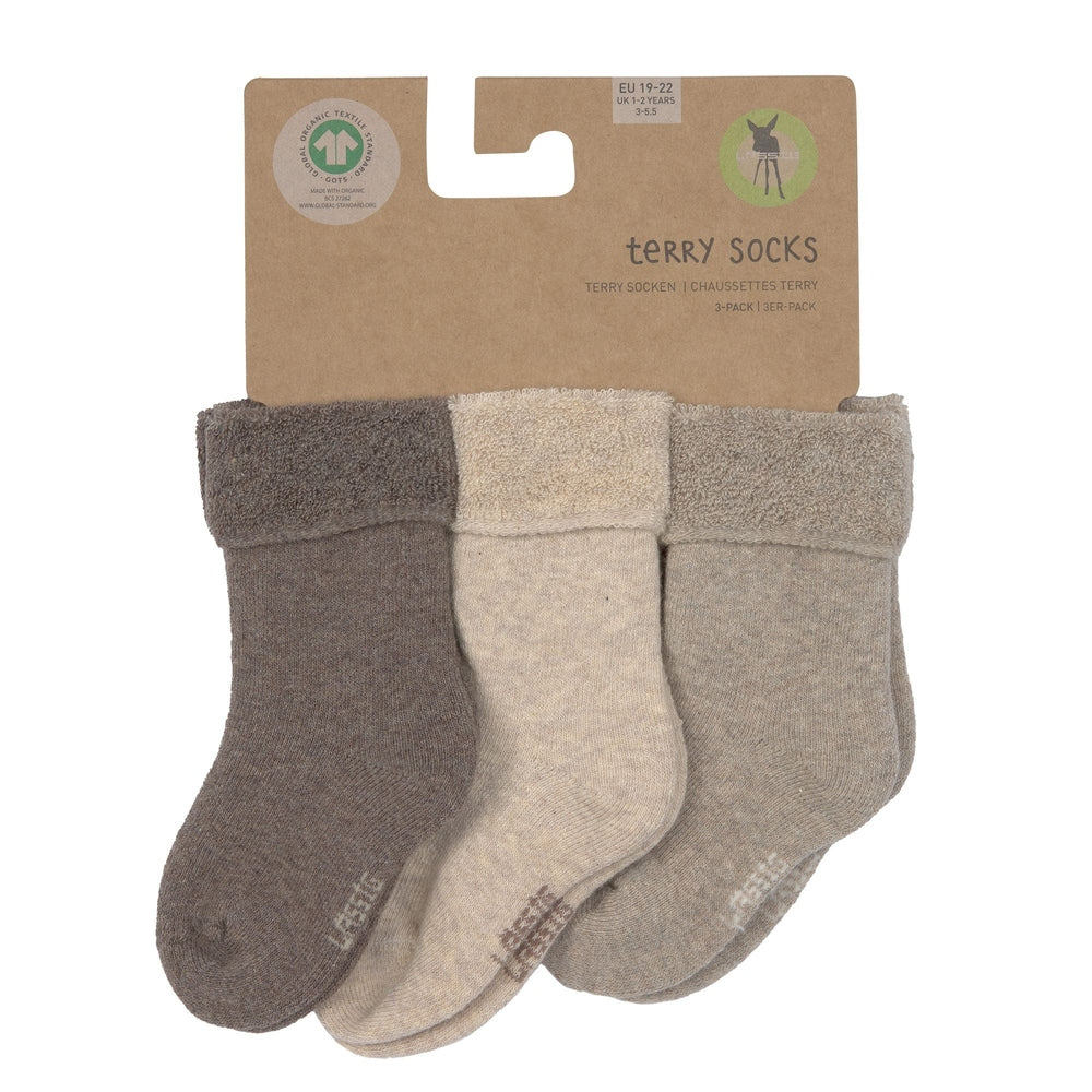 Lässig 3-pack Terry Sokken GOTS - Brown Beige