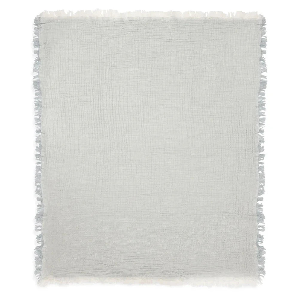 Jollein Hydrofiel Wiegdeken 75x100cm Fringe Stripe - Sea Green/Ivory