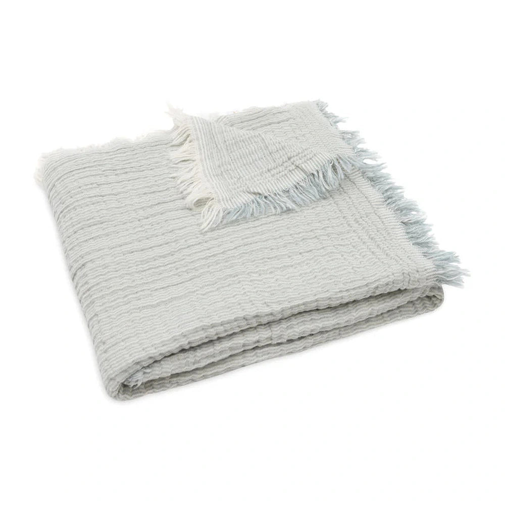 Jollein Hydrofiel Wiegdeken 75x100cm Fringe Stripe - Sea Green/Ivory