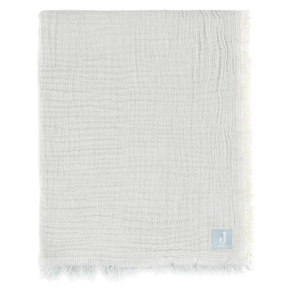 Jollein Hydrofiel Wiegdeken 75x100cm Fringe Stripe - Sea Green/Ivory