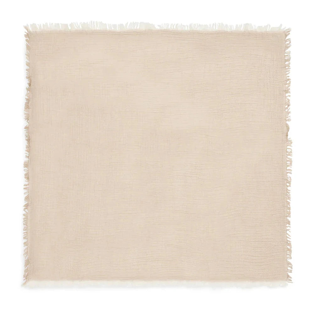 Jollein Hydrofiel Wiegdeken 75x100cm Fringe Stripe - Biscuit/Ivory