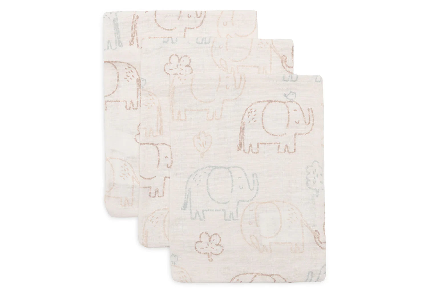 Jollein Hydrofiel Washandje 15x20cm - Elephant Tales - 3 Stuks