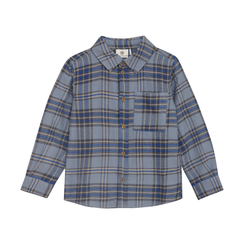 En Fant Hemd Ruitjes Blauw