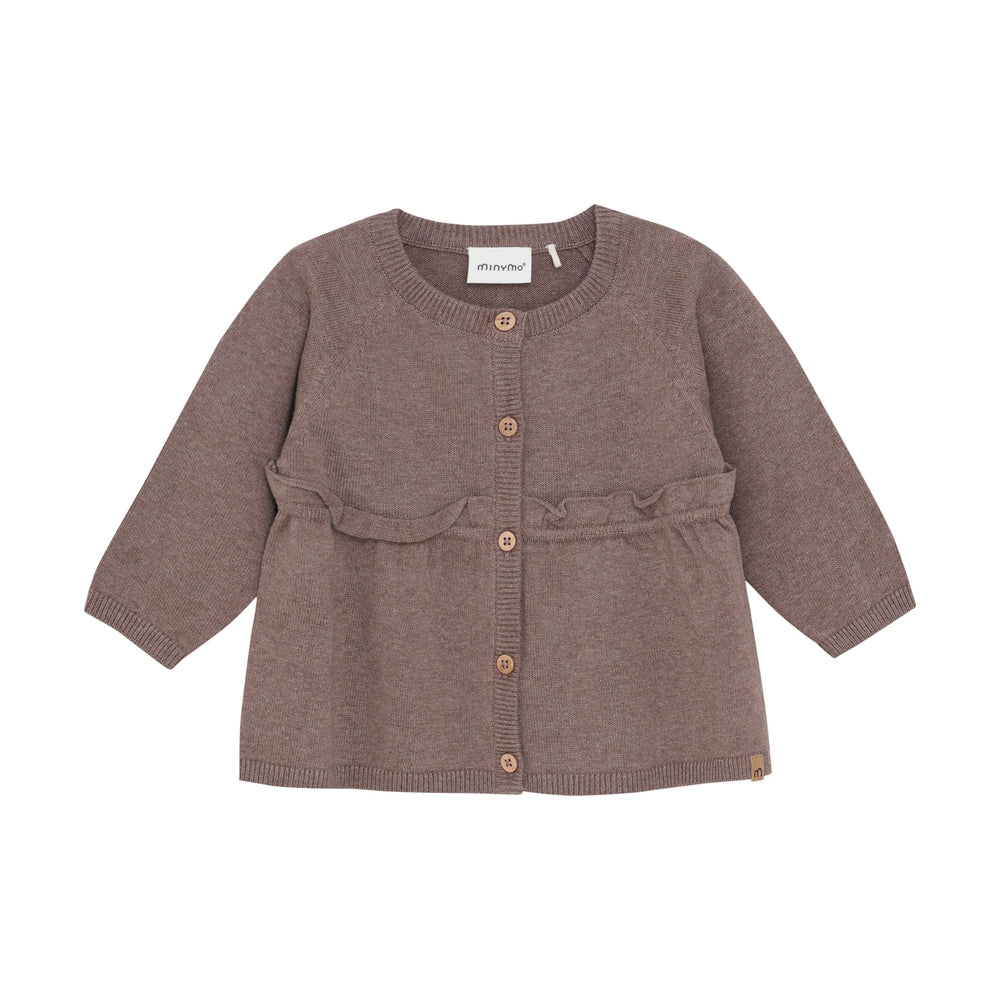 Minymo Gebreide Cardigan - Donker Bruin Melange
