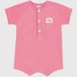 Petit Bateau Kort Babypakje Van Effen Katoenen Badstof Met Korte Mouwen - Fel Roos