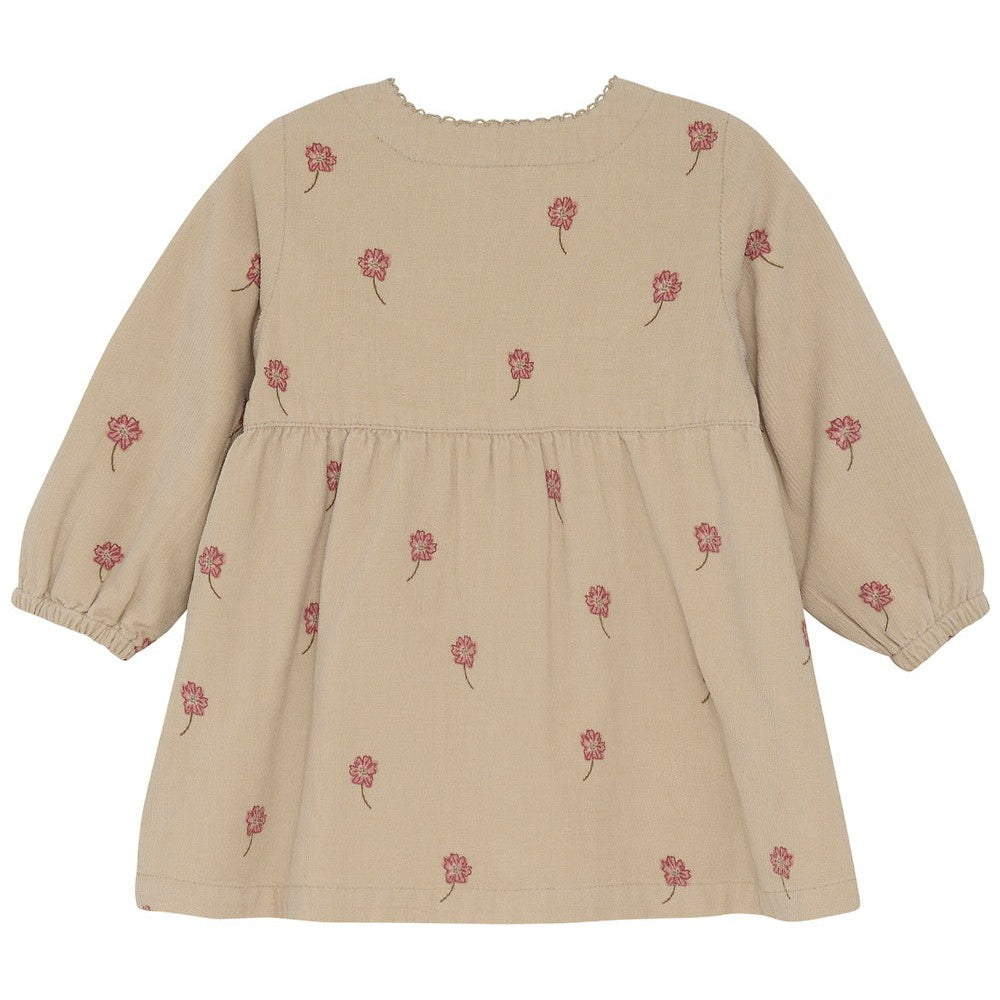 Minymo Corduroy Jurk Met Bloemen - Beige