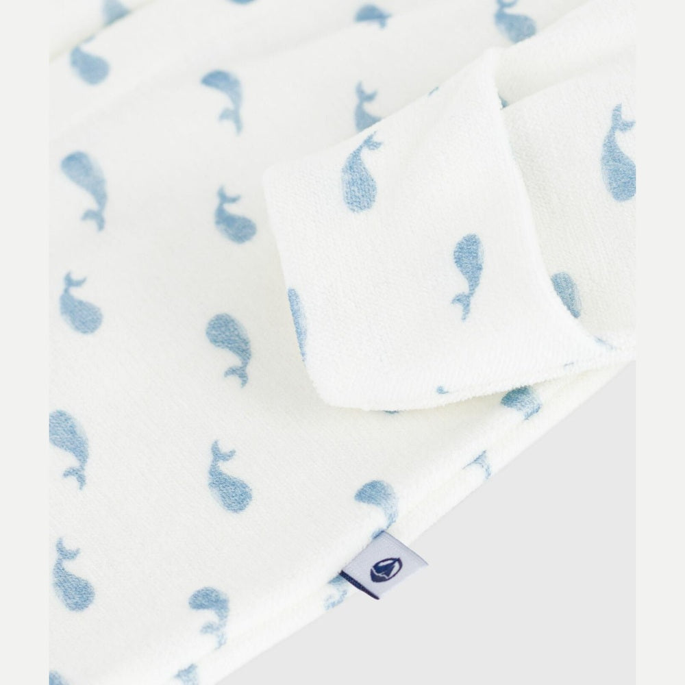 Petit Bateau Fluwelen Baby Pyjama Met Kraag En Walvisprint