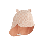 Liewood Gorm Omkeerbaar Seersucker Zonnehoedje Voor Kinderen Met Oortjes - Y/D Stripe Tuscany Rose / Sandy