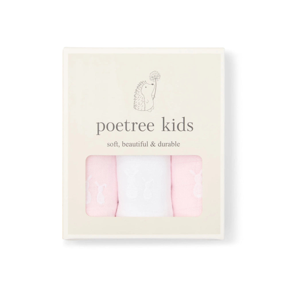 Poetree Kids 3 Hydrofiele Doeken 60x60cm - Pink & White