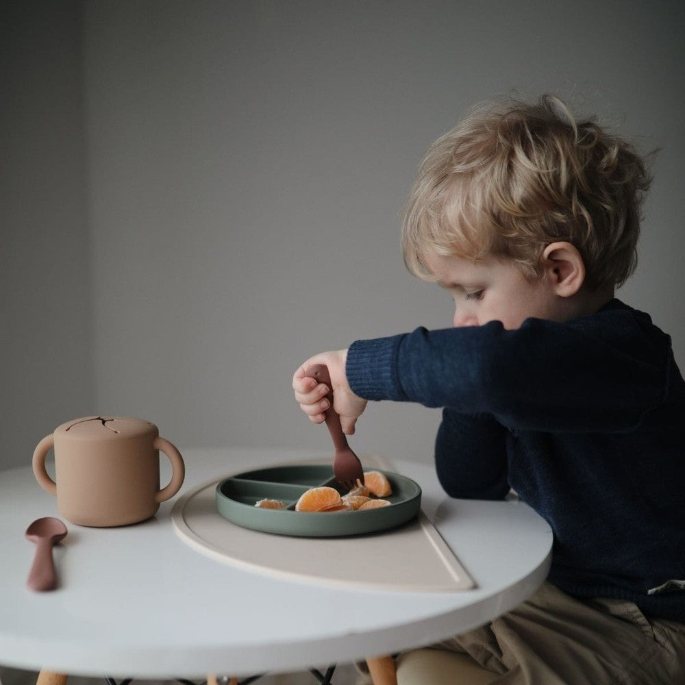 Mushie Siliconen Bord Met Verdeelvakjes En Zuignap - Dried Thyme