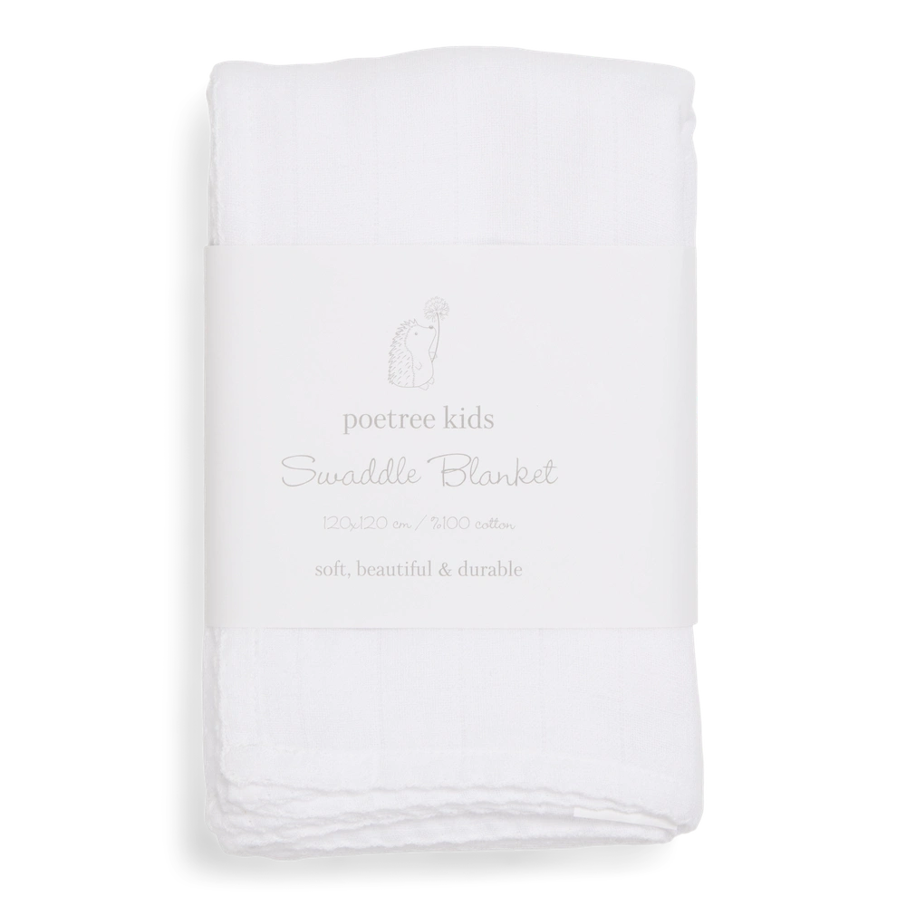 Poetree Kids | Swaddle/ Inbakerdoek | 120x120cm | Wit