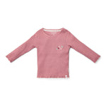 Little Dutch T-shirt Lange Mouwen Uit Biokatoen - Flower/Rouge