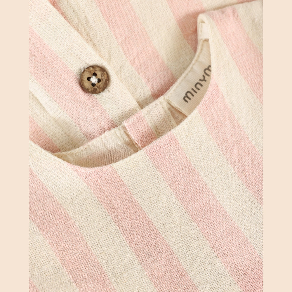 Minymo Jurk Korte Mouw Gestreept Silver Pink