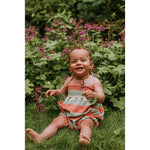 Sproet & Sprout Smock Romper Strepen Slit Green