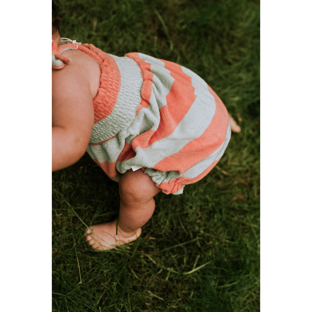 Sproet & Sprout Smock Romper Strepen Slit Green