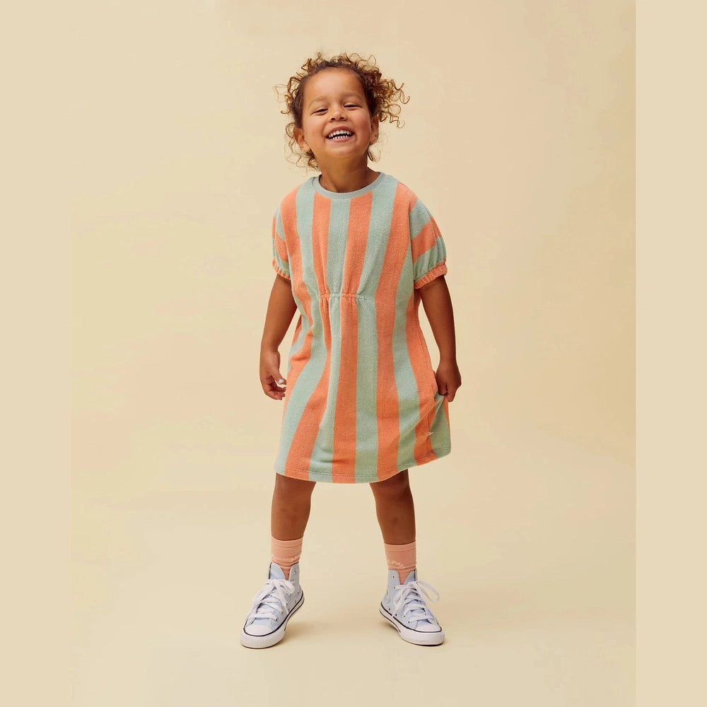 Sproet & Sprout Losse Jurk Strepen Slit Green