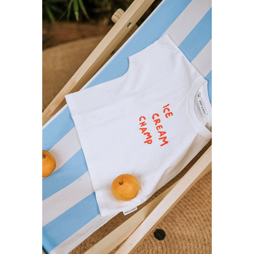 Sproet & Sprout Baby T-Shirt Ice Cream Champ Off-White