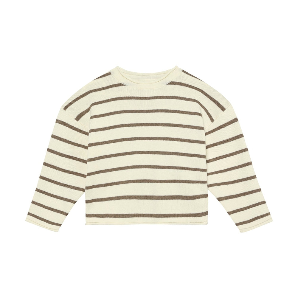 Huttelihut Gebreide Pullover met Strepen – Comfortabel Kindertruitje – Brown