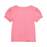 Huttelihut Geribd T-shirt met Korte Mouwen – Zacht & Rekbaar – Pink