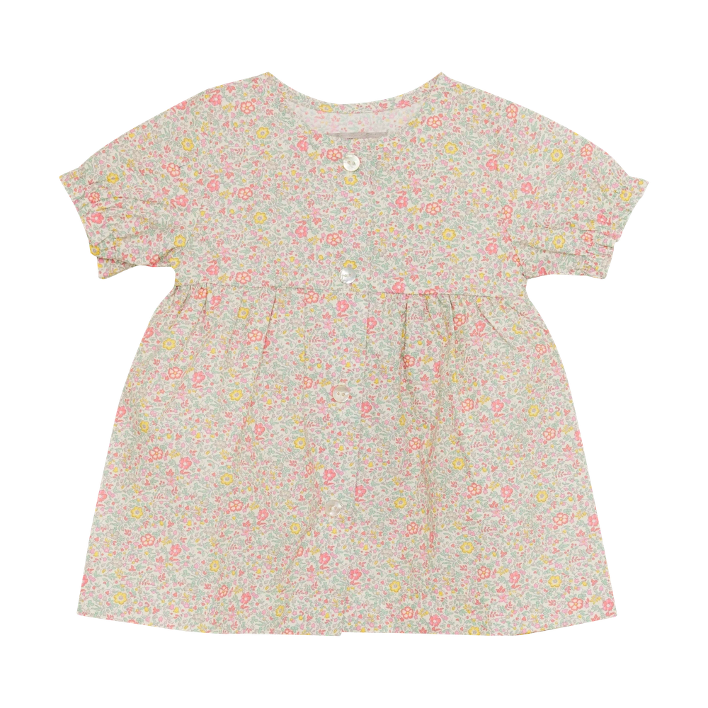 Huttelihut Liberty Fabric Jurk met Korte Mouwen – Kinderjurk – Sand