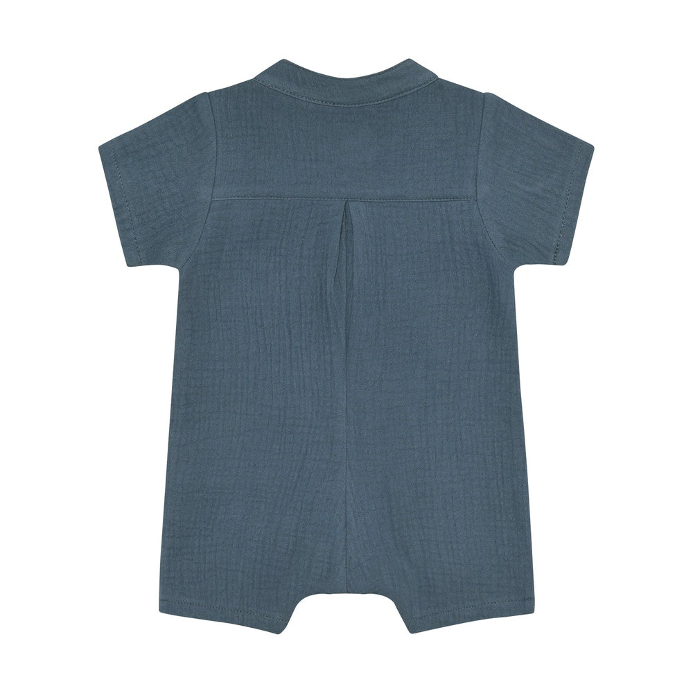 Huttelihut Muslin Playsuit met Korte Mouwen – Zachte Baby Playsuit – Dark Navy