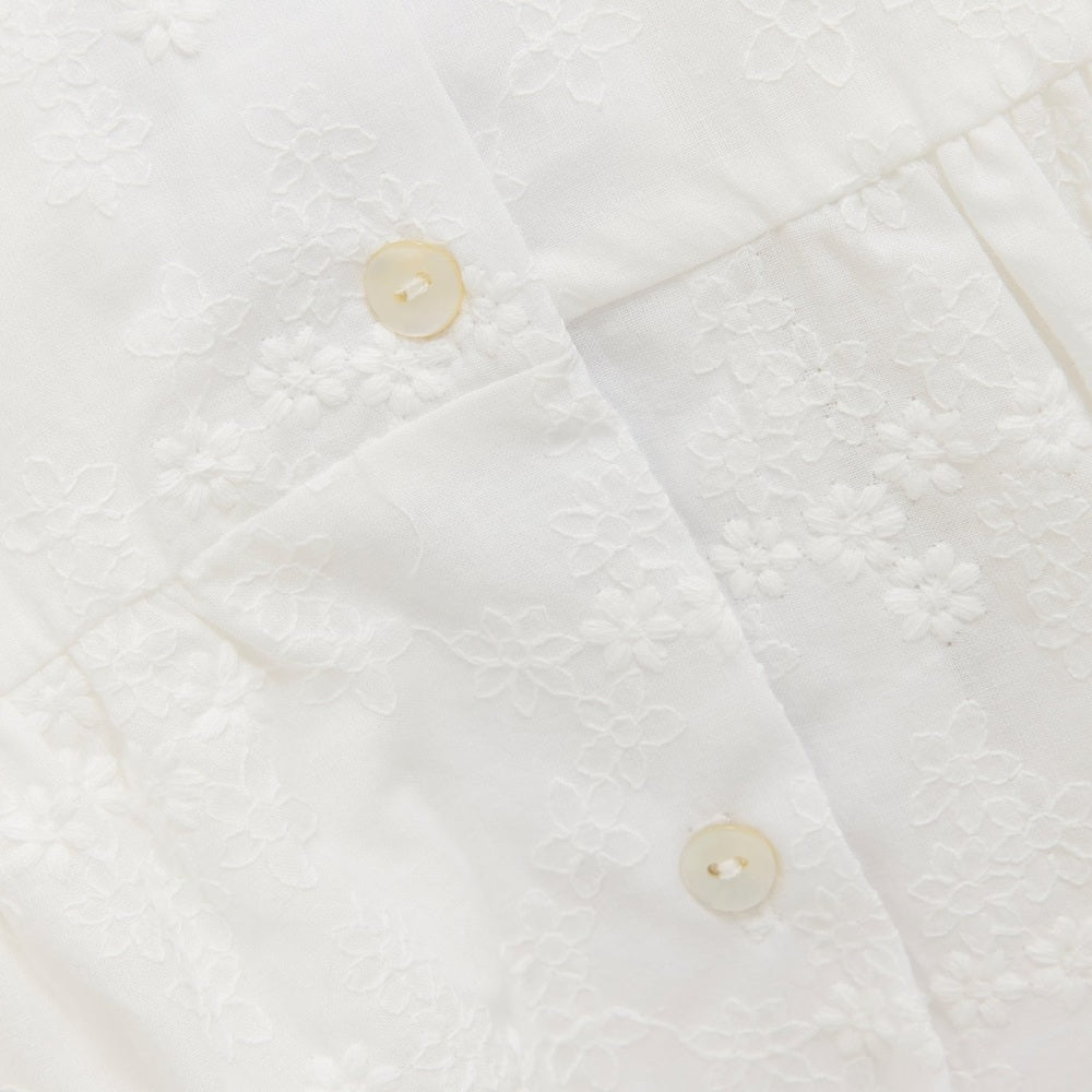 Huttelihut Geborduurde Jurk met Korte Mouwen – Elegante Kinderjurk – White