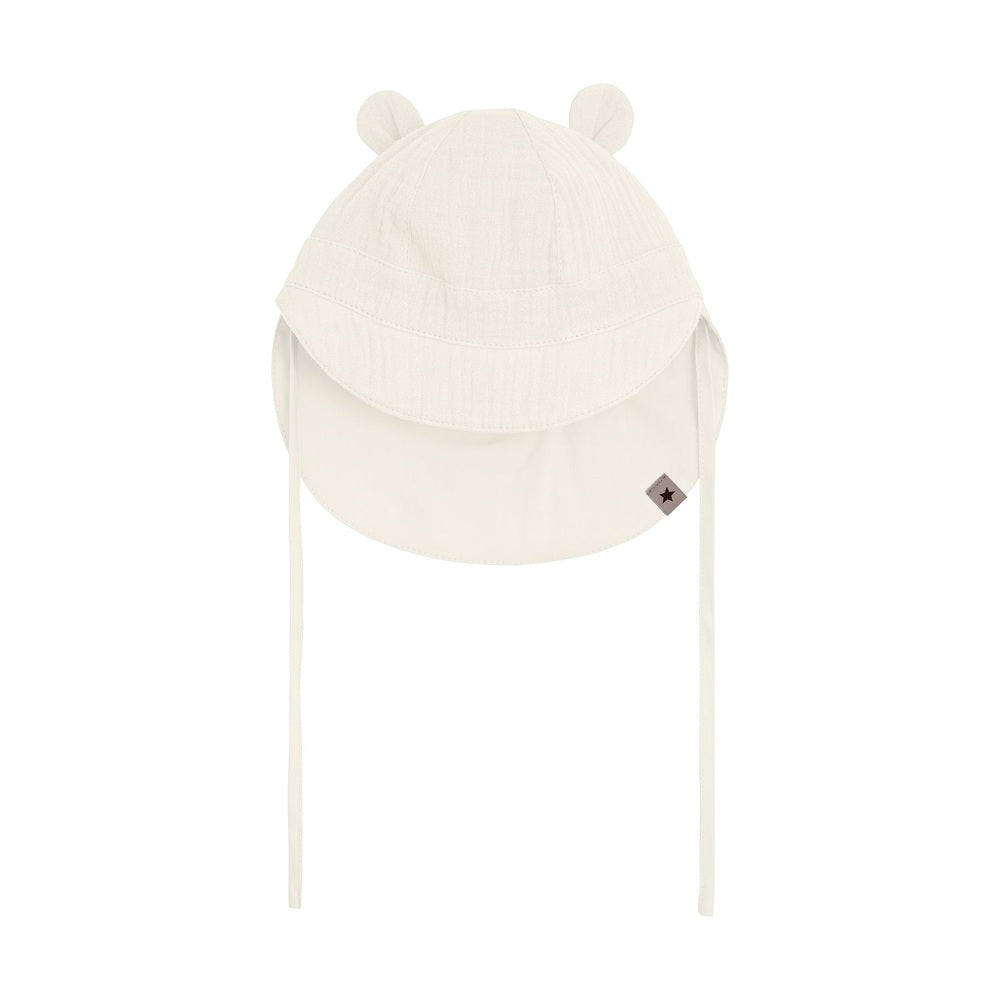Huttelihut Muslin Zomerhoedje met Oortjes – Luchtig Babyhoedje – White