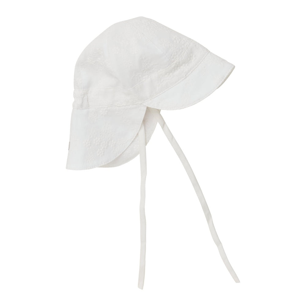 Huttelihut Geborduurd Zomerhoedje – Schattig Babyzonnehoedje – White