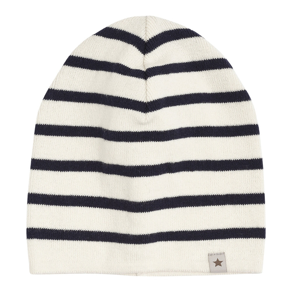 Huttelihut Gestreepte Gebreide Beanie – Dark Navy