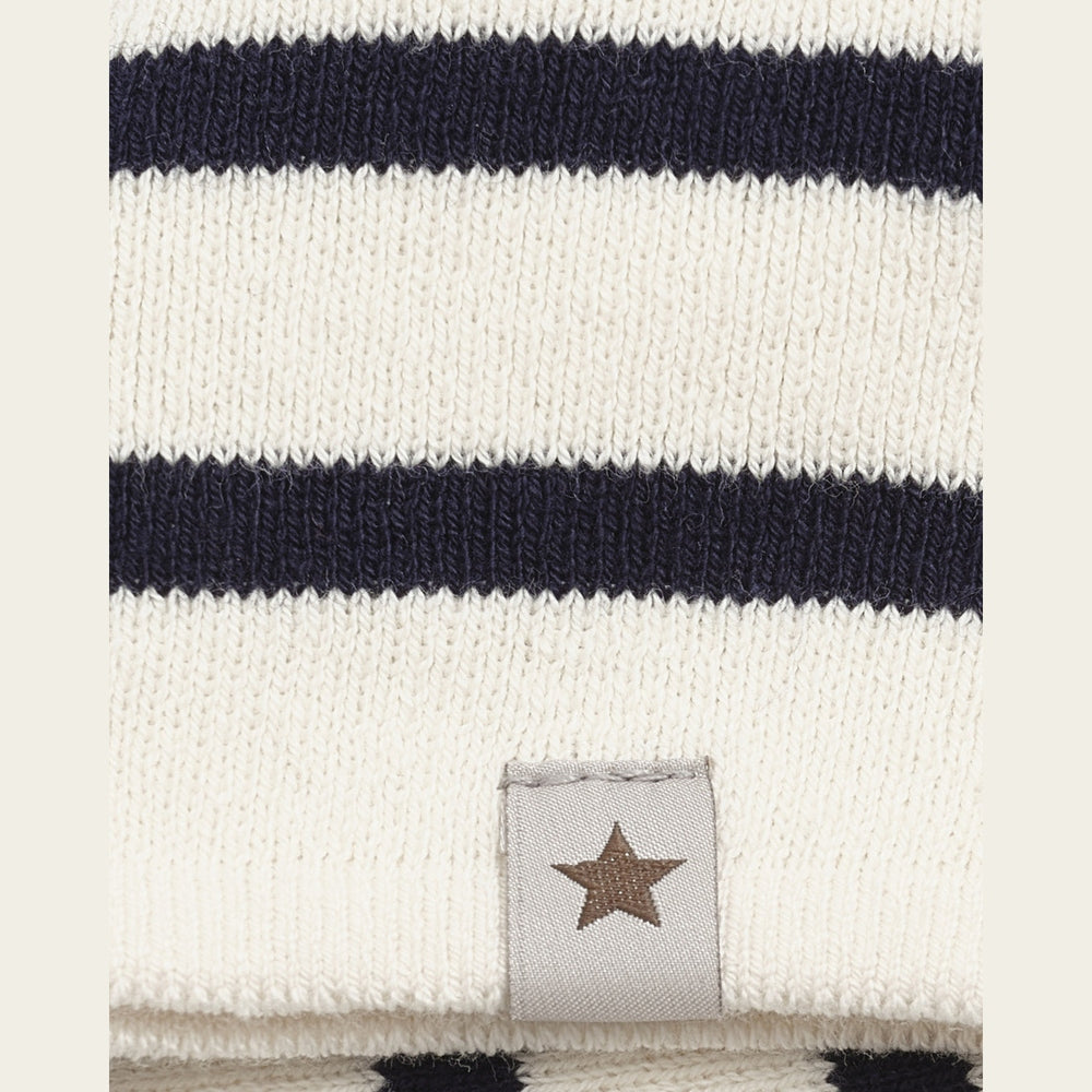 Huttelihut Gestreepte Gebreide Beanie – Dark Navy