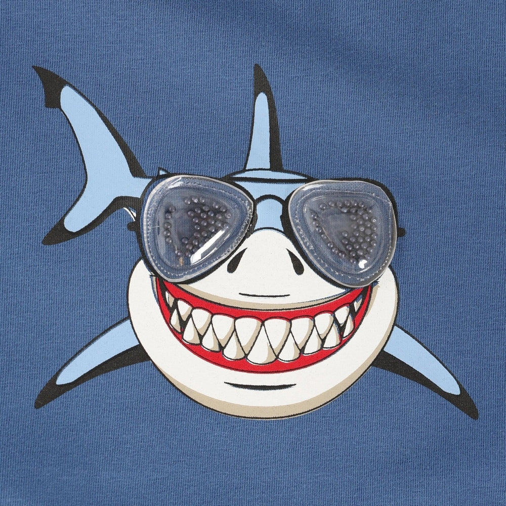 Minymo T-shirt met print van haai - Blauw