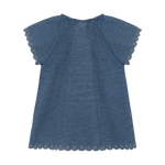 Minymo Blouse Korte Mouw Chambray Faded Denim