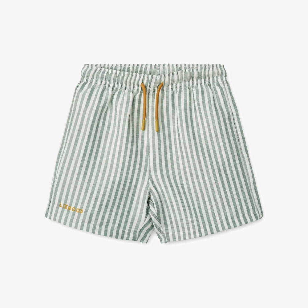 Liewood Duke Gestreepte Boardshort / Zwemshort Voor Kinderen - Stripe Peppermint / Crisp White