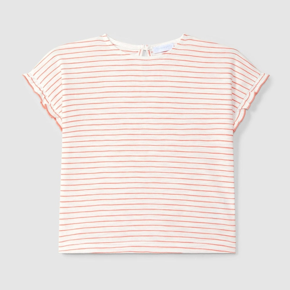 Laranjinha Katoenen T-Shirt Met Bloem Voor Kinderen - Raspberry