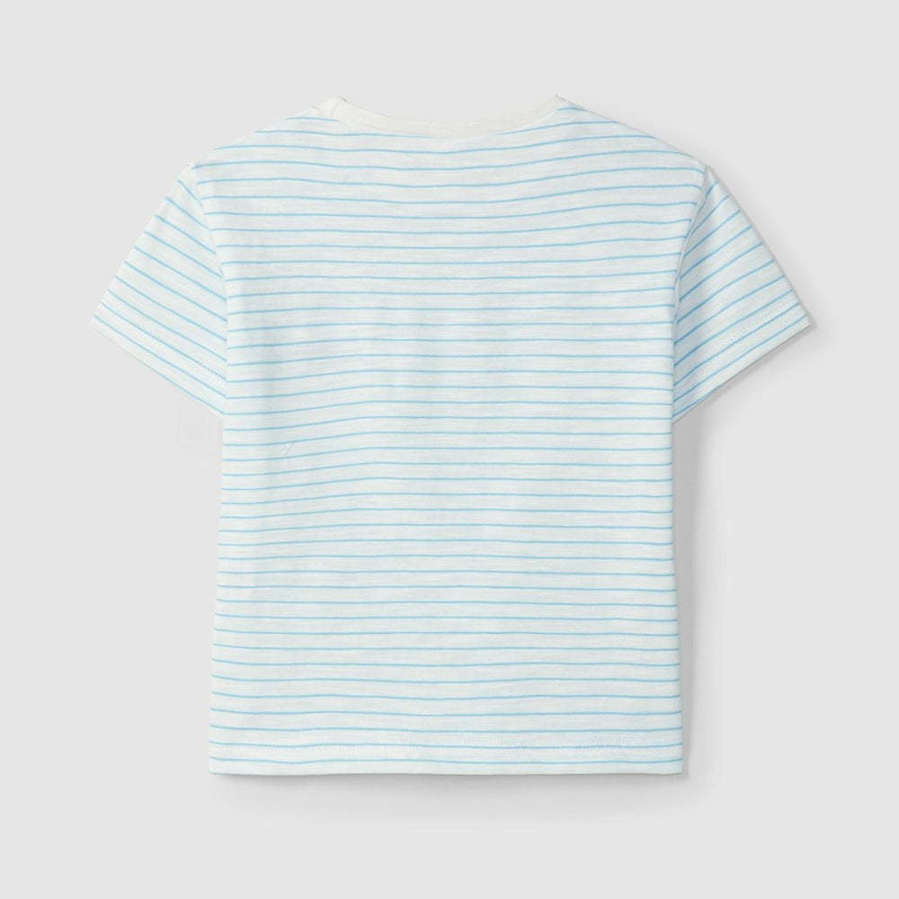 Laranjinha Gestreept Katoenen T-Shirt Voor Kinderen - Turquoise