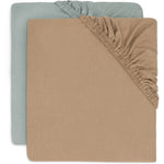 Jollein lot de 2 draps-housses vert mer / biscuit 70/75x140/150cm