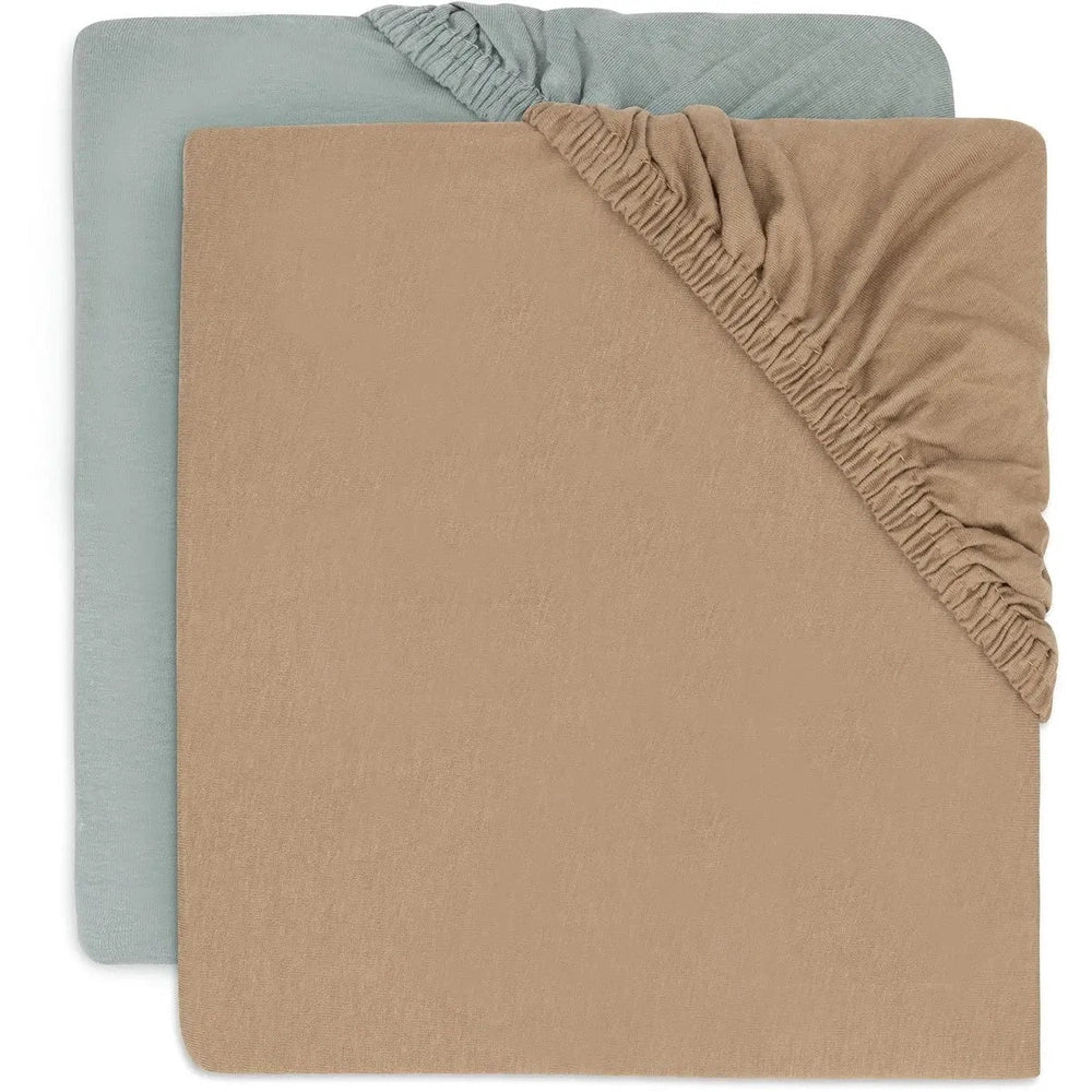 Jollein lot de 2 draps-housses vert mer / biscuit 70/75x140/150cm