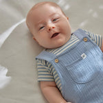 Little Dutch Romper korte mouw blauw Stone Blue stripe