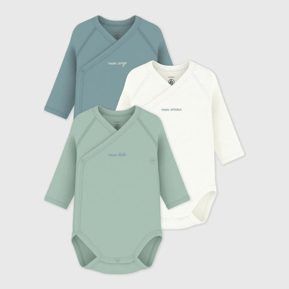 Petit Bateau | Lot de bodies bébé en coton à manches longues et imprimé
