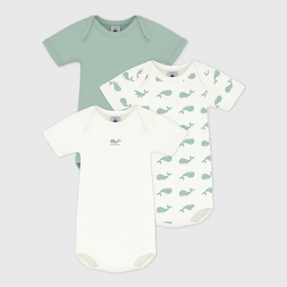 Petit Bateau | Setje van katoenen body's met korte mouwen en walvisprint