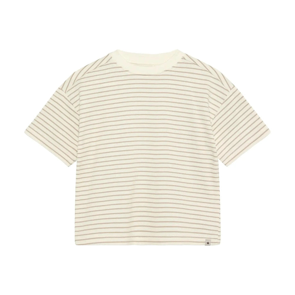 Huttelihut Gestreept T-shirt met Korte Mouwen – Zacht & Ademend – Sand
