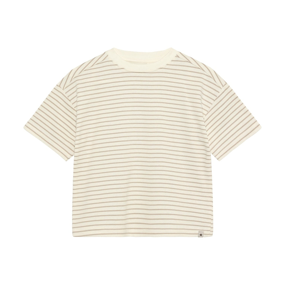 Huttelihut Gestreept T-shirt met Korte Mouwen – Zacht & Ademend – Sand