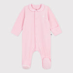 Petit Bateau | Fluwelen babypyjama met effen kraag