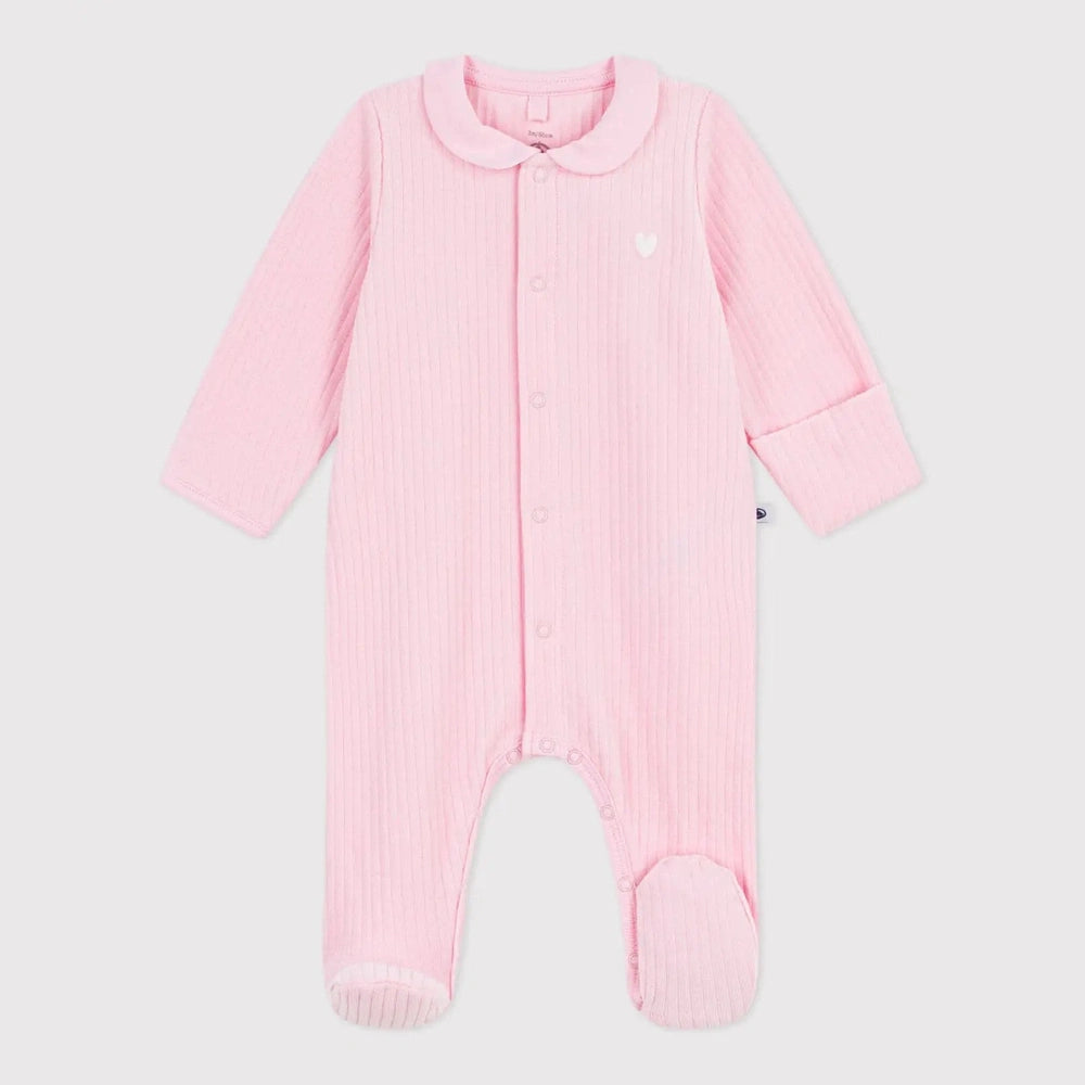 Petit Bateau | Fluwelen babypyjama met effen kraag